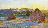 Claude Monet Canvas Paintings - Grainstacks At The End Of Summer Evening Effect
